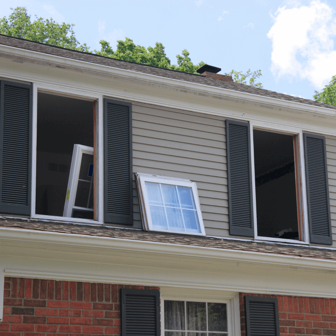 a houses windows being replaced