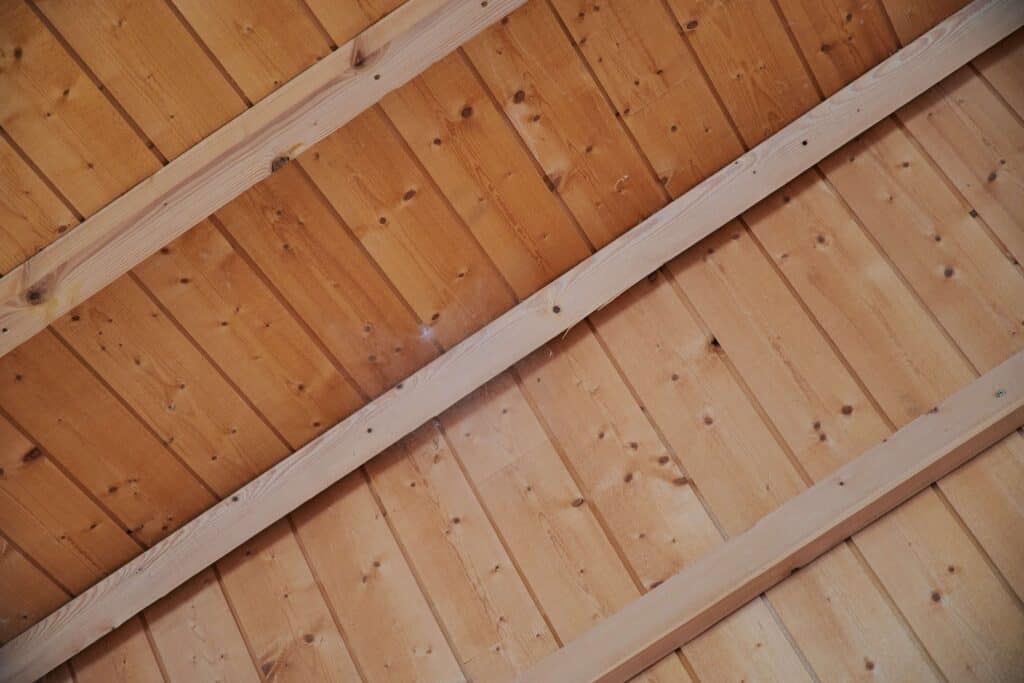 a picture of a roof from the inside of an attic