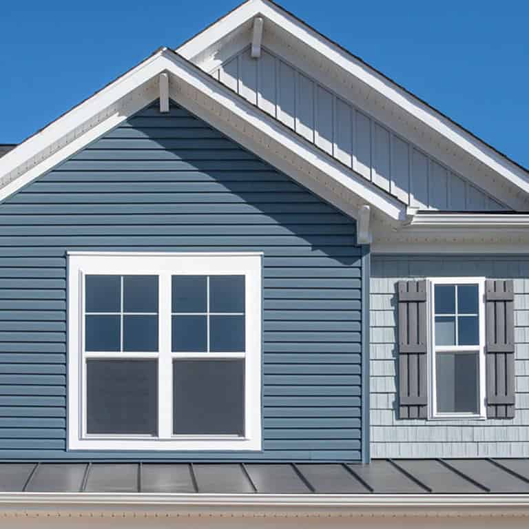 An Omaha home with blue and grey siding.