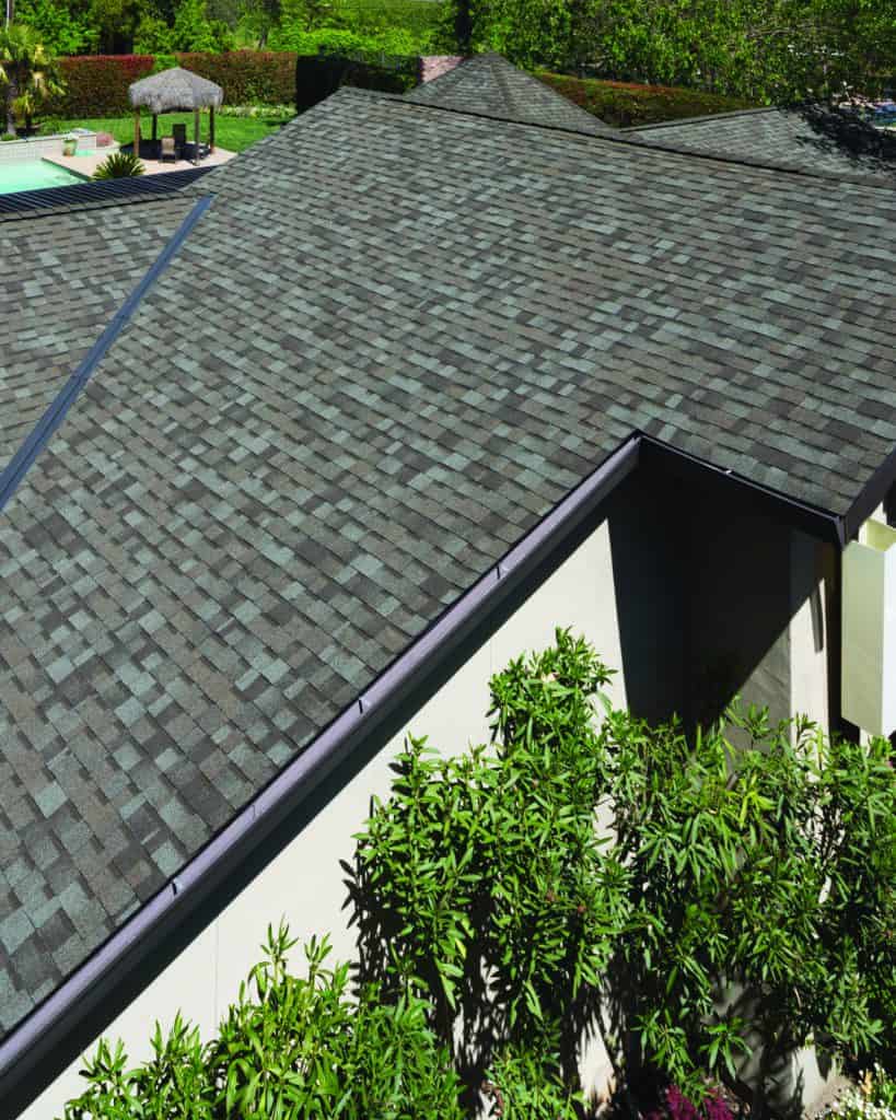 The top of an Omaha home with a composite shingle roof.