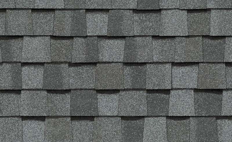Gray asphalt shingle roof close up after Omaha roofing company roof install