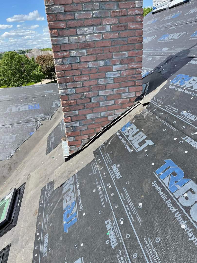 Omaha roof in the middle of a roof replacement from an Omaha roofing company