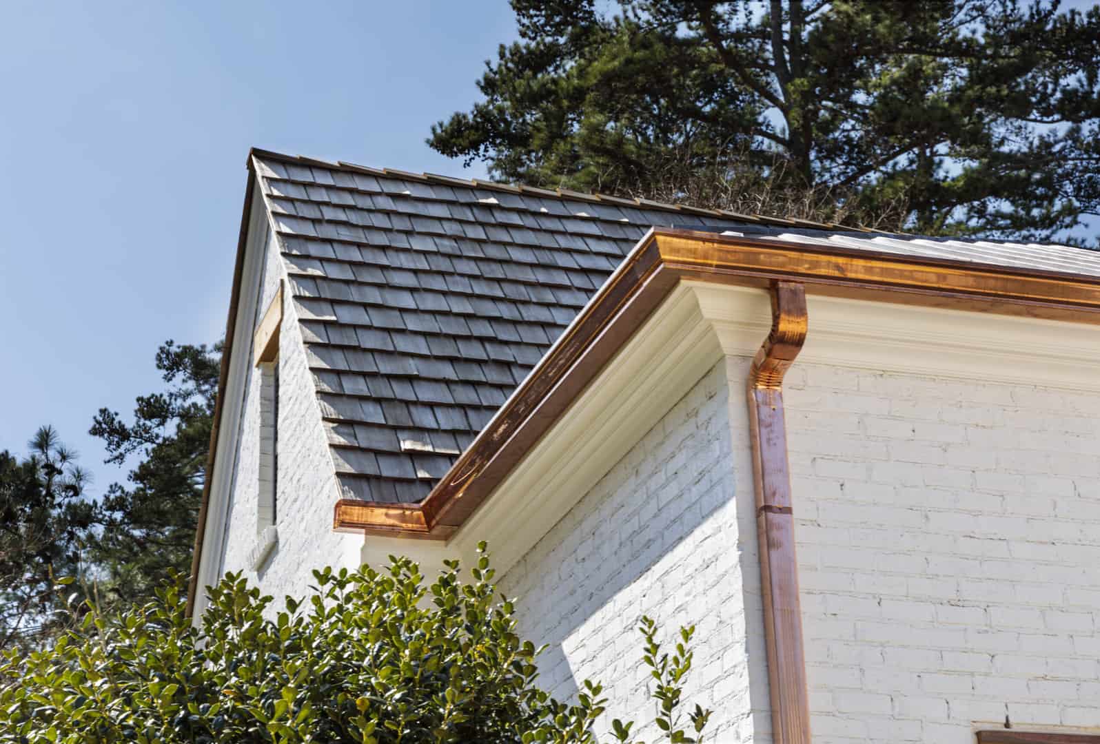 Copper gutters installed by an Omaha professional contractor on an Omaha home