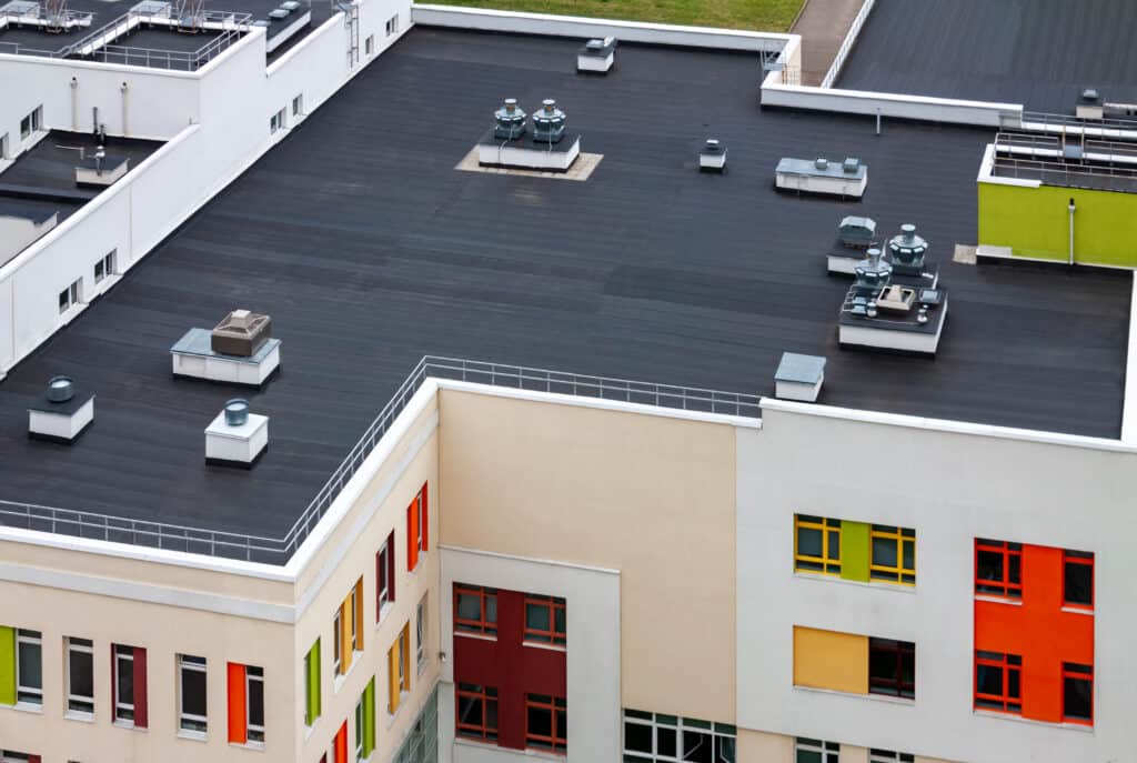 A modern building with a EPDM roof.